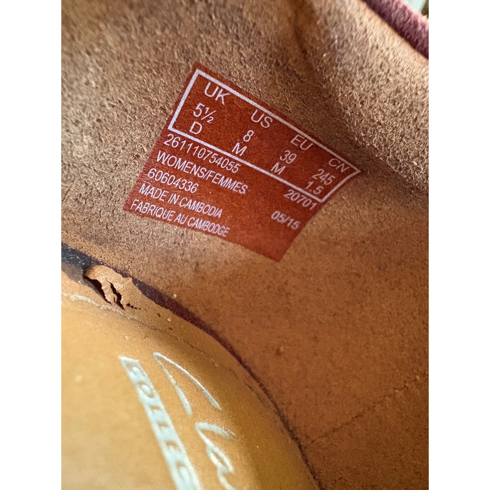 RARE Clarks Collection Burgundy Suede Leather Mary Jane Block Heel Shoes Size 8 - Picture 9 of 9